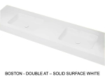 Plan vasque suspendu, double lavabos intégrés au angle arrondi L. 120 à 200 cm x 40 à 60 cm, résine minérale ACRYSTONE®  Finition lisse mate, Livraison Offerte et Rapide.